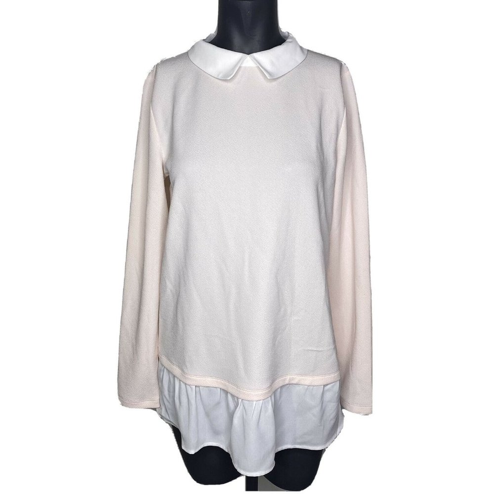 Adrianna Papell Pink White Faux Layered Top